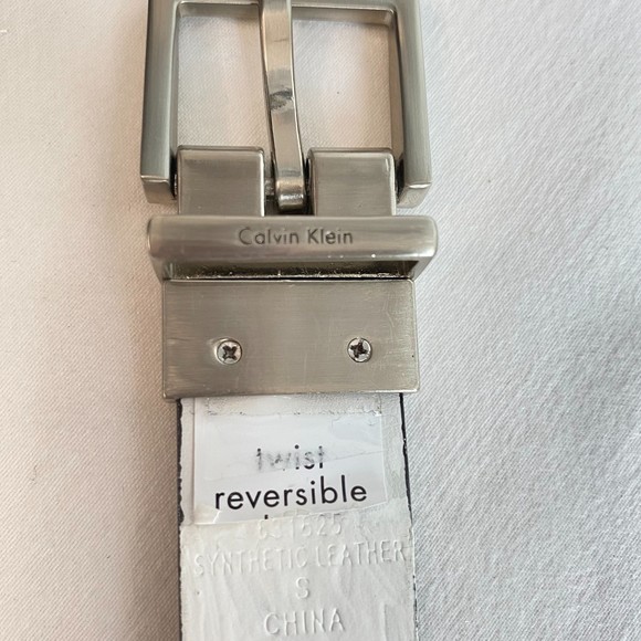 Calvin Klein Belt Reversable Fashion Black Logo Tooled White Brush Stroke Print - Picture 13 of 16